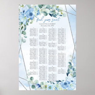 Dusty Blue blommigt silver ram sage Alfabetisk Poster