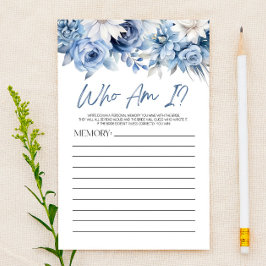 Dusty Blue Blommigt som är jag Möhippa Game Brevpapper