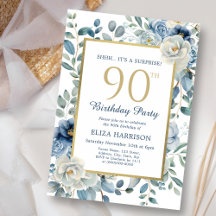 Dusty Blue Blommigt Surprise 90:e Birthday