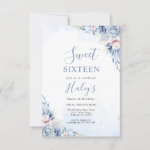 Dusty Blue Blommigt Sweet 16 Sexton Budget Birthda