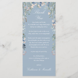 Dusty Blue Blommigt Tack Bröllop Place Card Meny