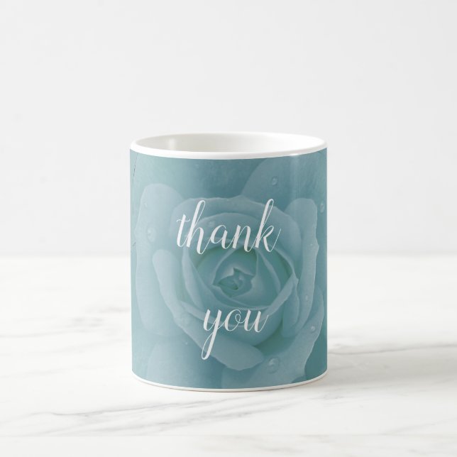 Dusty Blue Blommigt Tack Wedding Favor Gift Kaffemugg (Center)