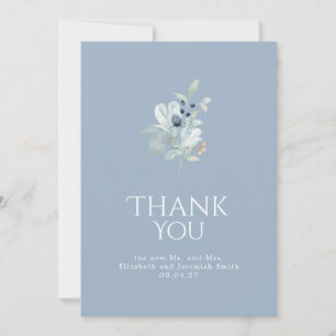 Dusty Blue Blommigt - tackkort - Minimal Elegant Inbjudningar