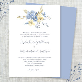 Dusty Blue Blommigt + traditionell formulering brö Inbjudningar