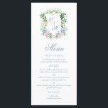 Dusty Blue Blommigt Vapensköld Bröllop Meny<br><div class="desc">Den här eleganten Dusty Blue Blommigt Vapensköld Bröllop Menu är perfekt för din bröllopsmottagning. Den har en vacker, blommande, botanisk, romantisk, vattenfärgad blommigt med blå och blommor och bruden och brudgummens initialer. Det är lika unikt som ett par och kommer att se häpnadsväckande ut i ställe vid mottagningen. Den här...</div>