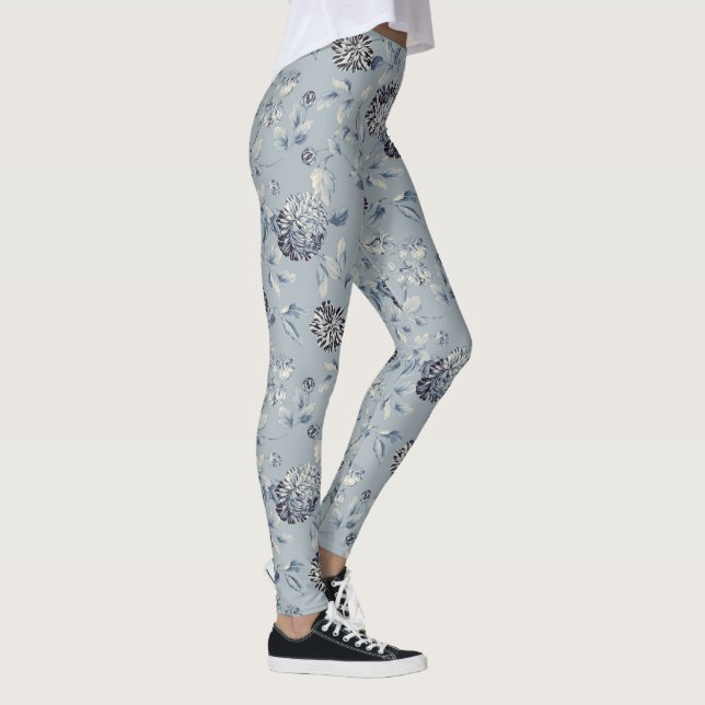 Dusty Blue Blommigt Vine Leggings (Höger)