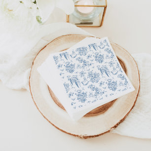 Dusty Blue Blommigt Vintage Nalle Baby Shower Pappersservett