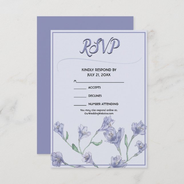 Dusty Blue Blommigt Watercolor Bröllop OSA (Fram/baksida)