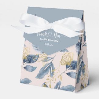 Dusty Blue Blommigt Watercolor Bröllop Presentaskar