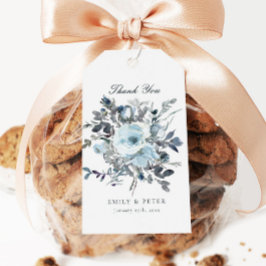 Dusty Blue Blommigt Wedding Favor Presentetikett