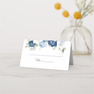 Dusty Blue Blommigt Wedding Reception Placeringskort