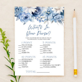 Dusty Blue Blommigt What's in Purse Baby Shower Ga