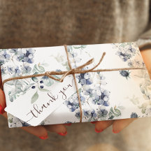 Dusty Blue Blommigt Wrapping Papper Lakan