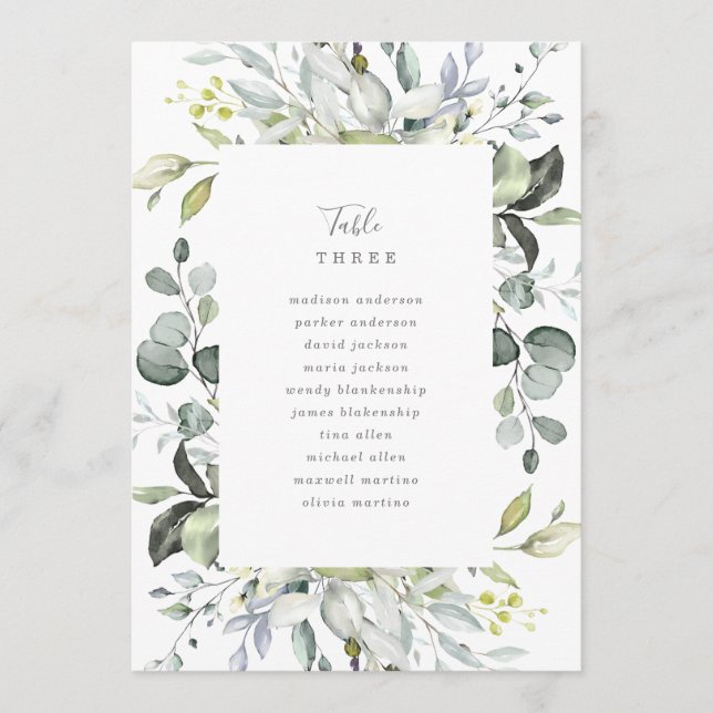 Dusty Blue-Blommigtar, Bordsnummer med sittande (Framsida)