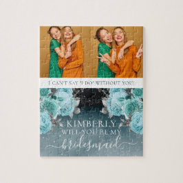 Dusty Blue-Blommigten är mitt Bridesmaid-foto Pussel