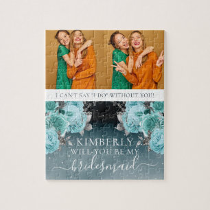 Dusty Blue-Blommigten är mitt Bridesmaid-foto Pussel