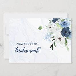Dusty Blue Blommigts blir du min bridesmaid Inbjudningar