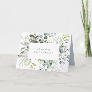 Dusty Blue Blommigts Bridesmaid Frieri kort