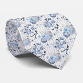 Dusty Blue Blommigts & Rand - Neck Tie Slips