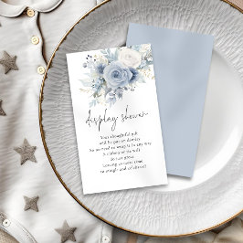 Dusty Blue Blommigts Script Visning Baby Shower Tilläggskort