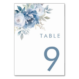 Dusty Blue Blommigts Winter Wedding Bordsnummer
