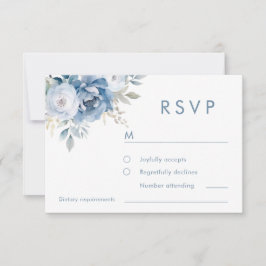 Dusty Blue Blommigts Winter Wedding OSA Kort