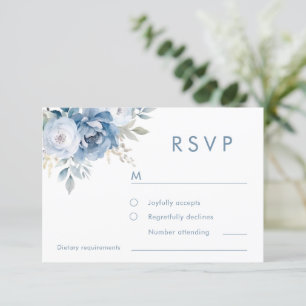 Dusty Blue Blommigts Winter Wedding OSA Kort