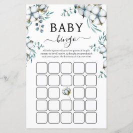 Dusty Blue-blommor Baby Shower Bingo Game