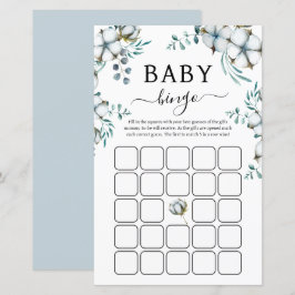 Dusty Blue-blommor Baby Shower Bingo Game