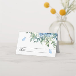 Dusty Blue Blommor Bröllop Placeringskort