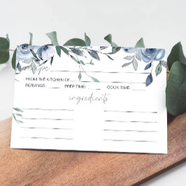Dusty Blue Blommor Bröllop Receptkort Anteckningskort