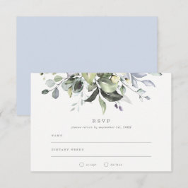Dusty Blue Blommor Bröllop RSVP Inbjudningar