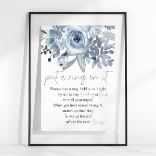 Dusty Blue Blommor Sätt En Ring På Det Spelet Poster