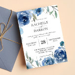 Dusty Blue & Blue Blommigt Bröllop Inbjudningar<br><div class="desc">Få redot till dina gäster för ditt fantastiska bröllop med dina inbjudningar till Dusty Blue-blommigten. Modern stil och elegant. Kolla in våra andra Dusty Blue-samlingar för olika designalternativ.</div>