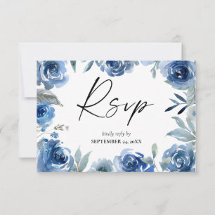 Dusty Blue & Blue-Blommigt med OSA kort för måltid