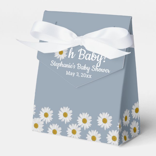 Dusty Blue Bohemian Daisys Oh Baby Baby Shower Presentaskar (Framsidan Sidan)