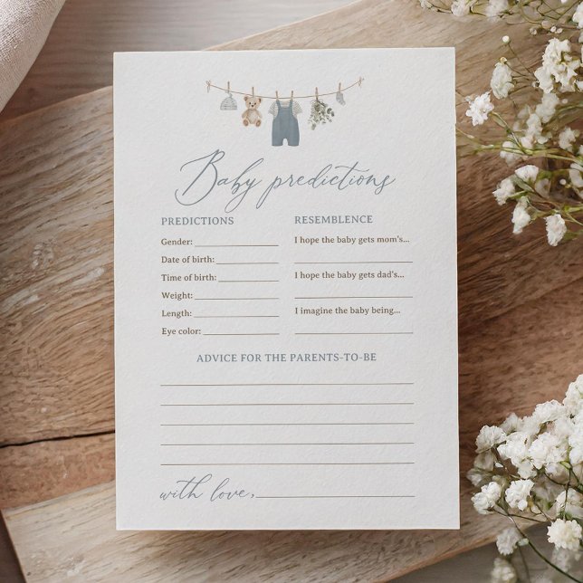 Dusty Blue Boho Baby Clothes Predictions Advice Inbjudningar (Skapare uppladdad)