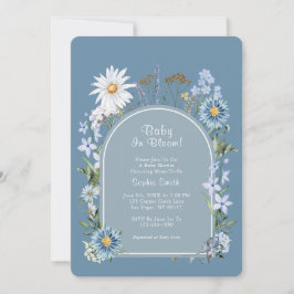 Dusty Blue Boho Baby in Bloom Baby Shower Inbjudningar