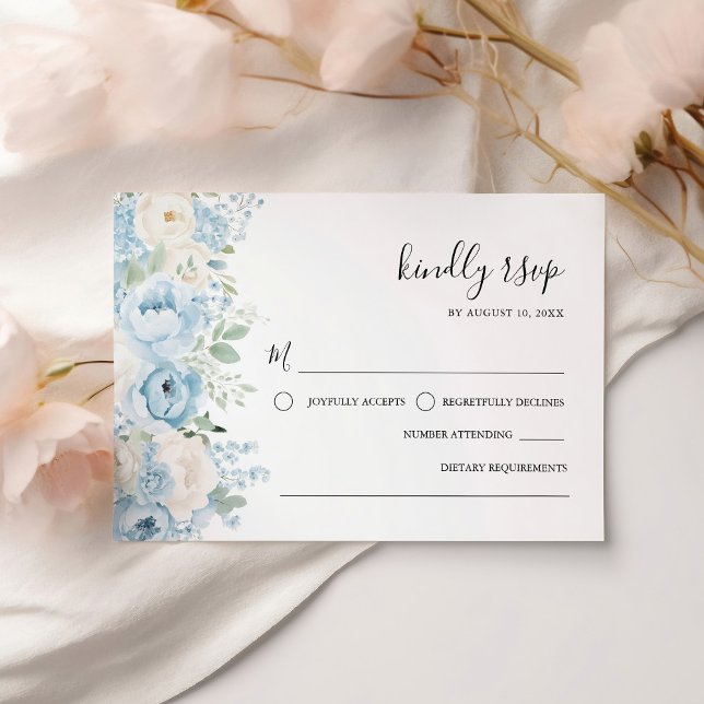 Dusty Blue Boho Blommig Bröllop OSA Kort (Skapare uppladdad)
