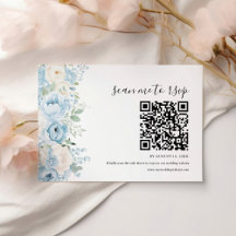 Dusty Blue Boho Blommig Bröllops QR-kod