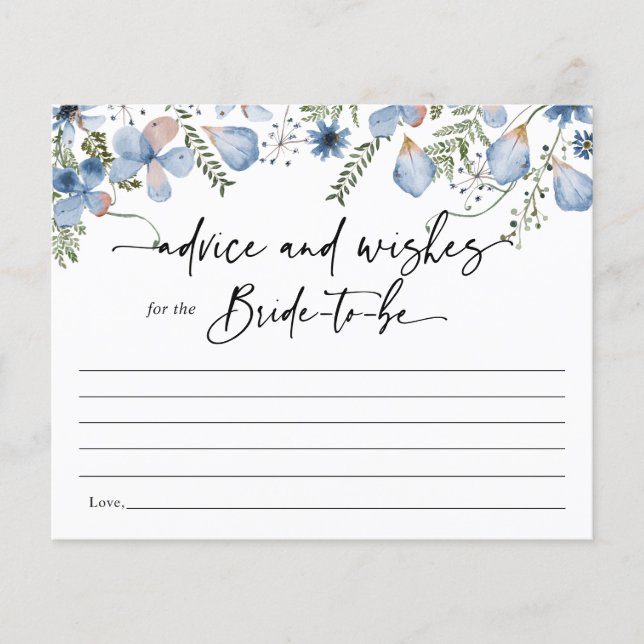 Dusty Blue Boho Blommigt Adress to the Bride Card (Framsida)