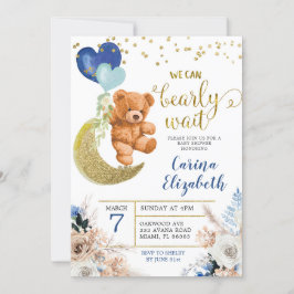 Dusty Blue Boho Blommigt Barly Wait Baby Shower Inbjudningar