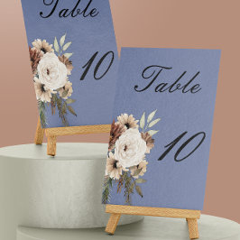 Dusty Blue Boho Blommigt Bröllop Bordsnummer