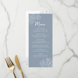 Dusty Blue Boho Blommigt Bröllop Drink+ Meny