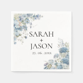 Dusty Blue Boho Blommigt Elegant Garden bröllop Pappersservett