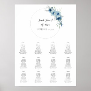 Dusty Blue Boho-Blommigt - händelsesammanfota 12 V Poster