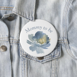 Dusty Blue Boho Blommigt Mamma till 4 tum Knapp
