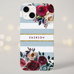 Dusty Blue Boho Blommigt Rand Monogram<br><div class="desc">Anpassningsbar med telefonfodral i monogrammet personlig med ditt namn eller annan text. Det här trendiget har en vattenfärgad blommigt gräns i rustik höst färger på en dammig blå och vit strimlad bakgrund med faux guld-folie. Använda designen verktyg om du vill välja valfri bakgrund färg, ändra typsnitt och färger eller ladda...</div>