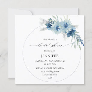 Dusty Blue Boho Blommigt Ring Möhippa Inbjudningar