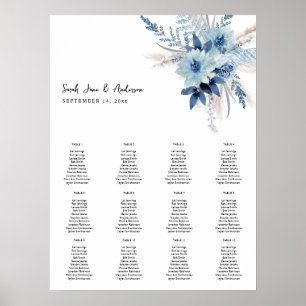 Dusty Blue Boho Blommigt Seating Chart -12 origina Poster